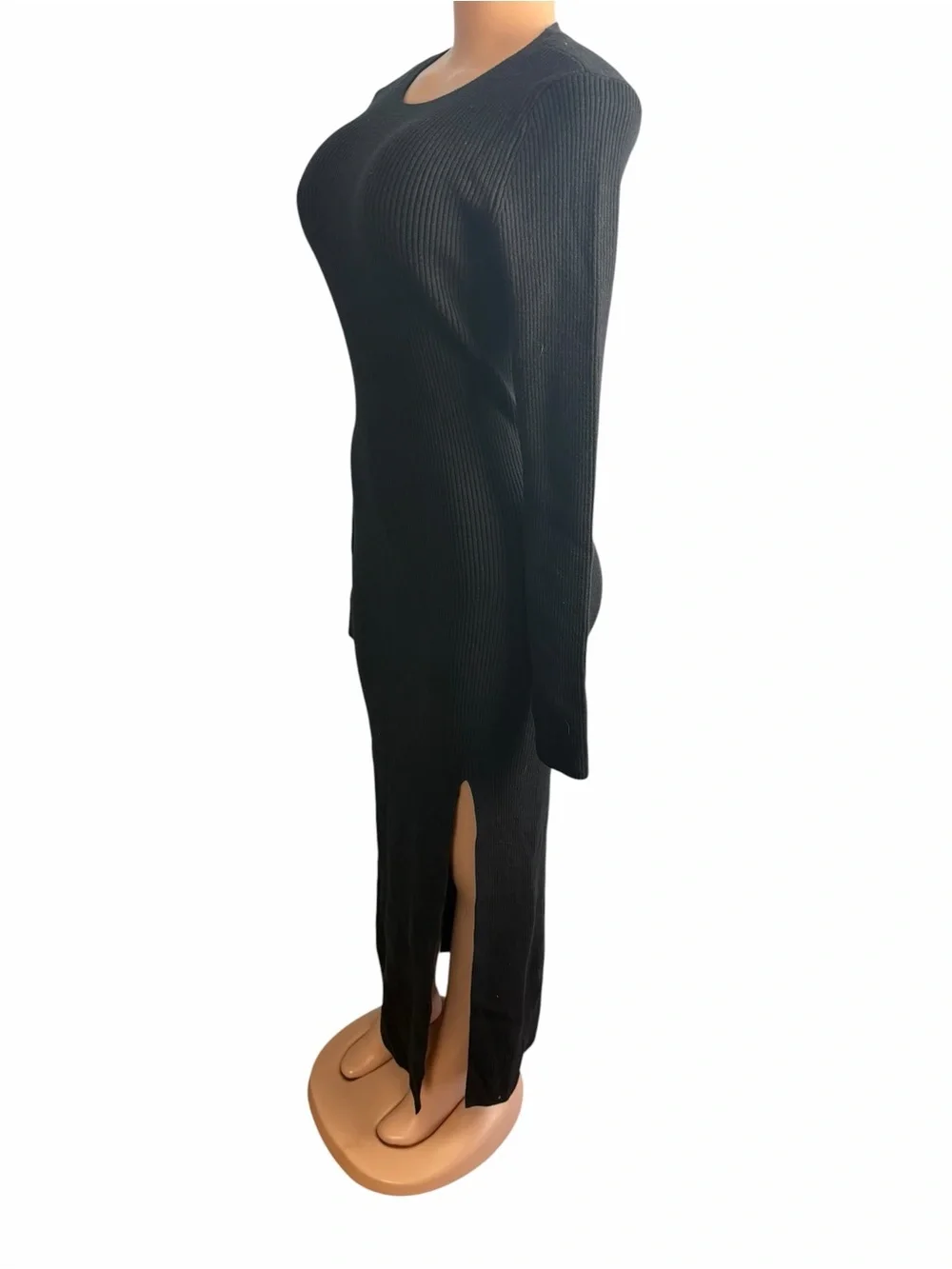 Abercrombie & Fitch Black Ribbed Long Sleeve Knit Dress